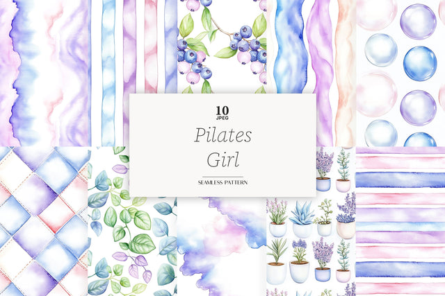 Pilates Seamless Pattern | Yoga Digital Paper | Fitness Digital Pattern GlamArtZhanna 