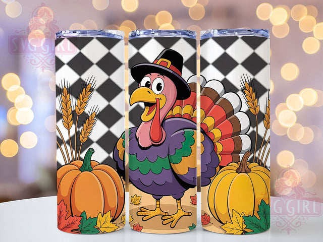 Pilgrim Thanksgiving Turkey Fall Tumbler, Autumn Turkey Wrap, Pilgrim Turkey Design, 20oz Sublimation Wrap, Harvest Holiday Tumbler, Rustic Fall Drinkware, Seasonal Thanksgiving Wrap Sublimation SvggirlplusArt 
