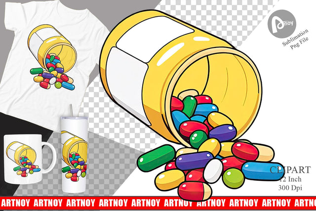 Pill Bottle Clipart Sublimation artnoy 