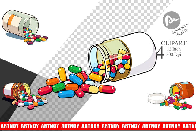 Pill Bottle Clipart Sublimation artnoy 