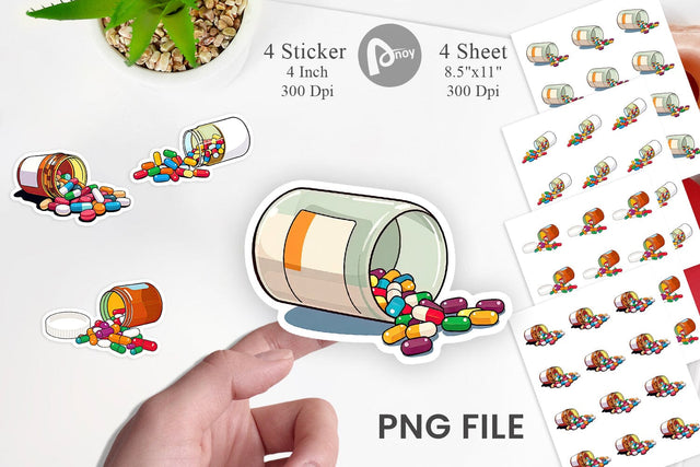 Pill Bottle Sticker Sublimation artnoy 