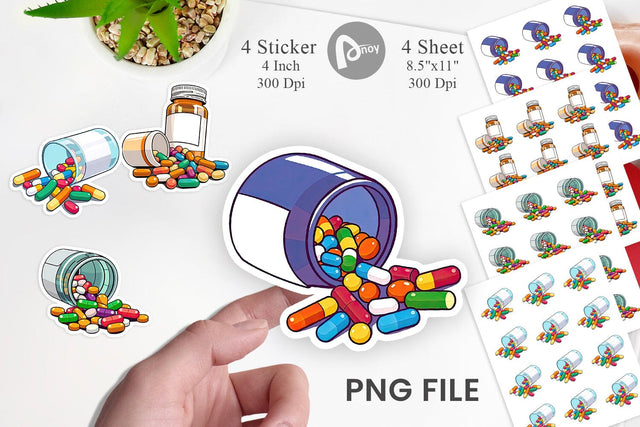 Pill Bottle Sticker Sublimation artnoy 