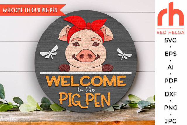 Pin in Bandana Door Sign SVG, Layered Farm Hanger Cut File SVG RedHelgaArt 