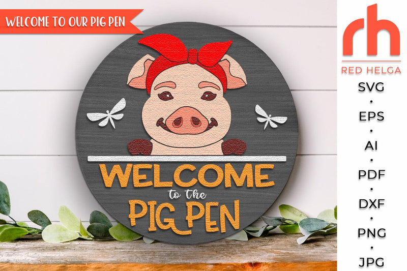 Pin in Bandana Door Sign SVG, Layered Farm Hanger Cut File SVG RedHelgaArt 