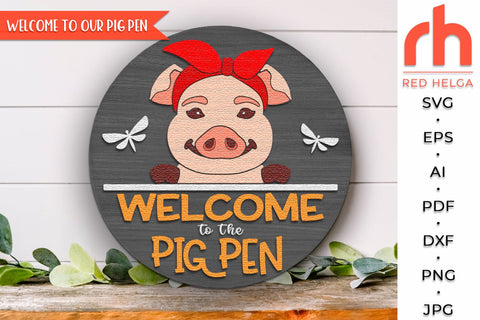 Pin in Bandana Door Sign SVG, Layered Farm Hanger Cut File SVG RedHelgaArt 