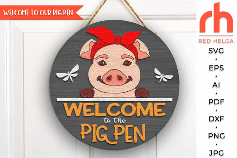 Pin in Bandana Door Sign SVG, Layered Farm Hanger Cut File SVG RedHelgaArt 