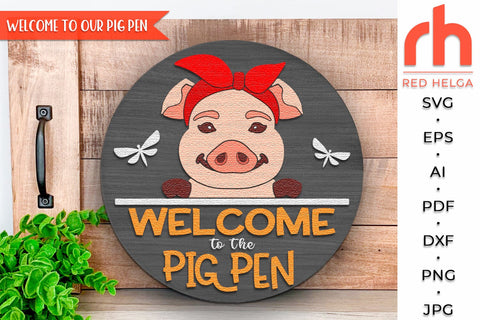 Pin in Bandana Door Sign SVG, Layered Farm Hanger Cut File SVG RedHelgaArt 