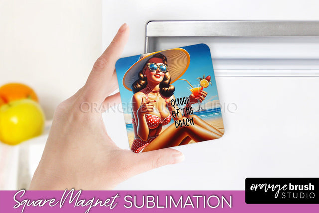 Pin Up Girl Magnet Sublimation, Sarcastic Beach Quote Magnet Sublimation OrangeBrushStudio 