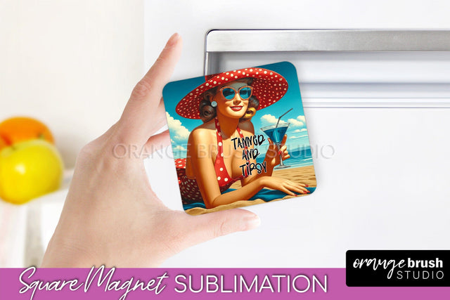 Pin Up Girl Magnet Sublimation, Sarcastic Beach Quote Magnet Sublimation OrangeBrushStudio 