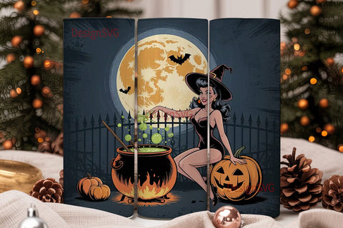 Pin-Up Witch Halloween 20oz Tumbler Wrap Sublimation DesignSVG 