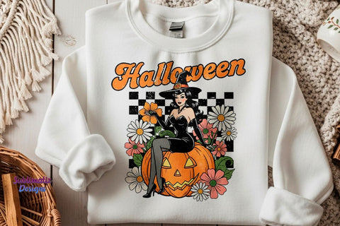 Pin-Up Witch Retro Halloween PNG Sublimation Sublimatiz Designs 