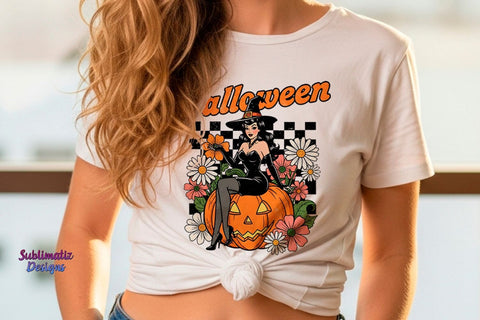 Pin-Up Witch Retro Halloween PNG Sublimation Sublimatiz Designs 