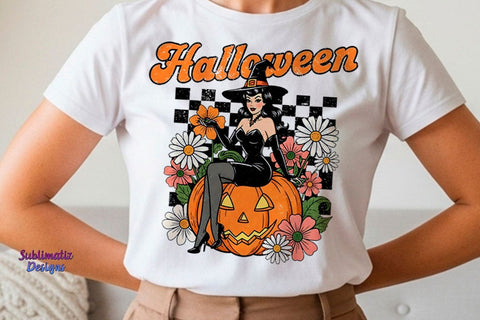 Pin-Up Witch Retro Halloween PNG Sublimation Sublimatiz Designs 