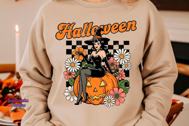 Pin-Up Witch Retro Halloween PNG Sublimation Sublimatiz Designs 