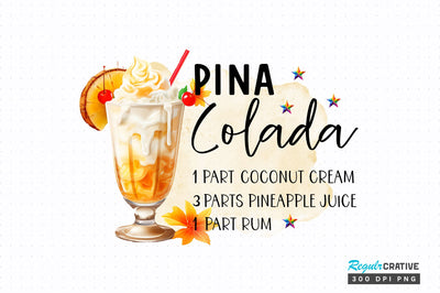 Pina colada PNG design Sublimation Regulrcrative 