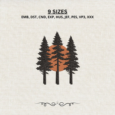 Pine Forest Sunset Machine Embroidery Design PES DST Stitch Pattern Files Embroidery/Applique DESIGNS PatternFeed8 