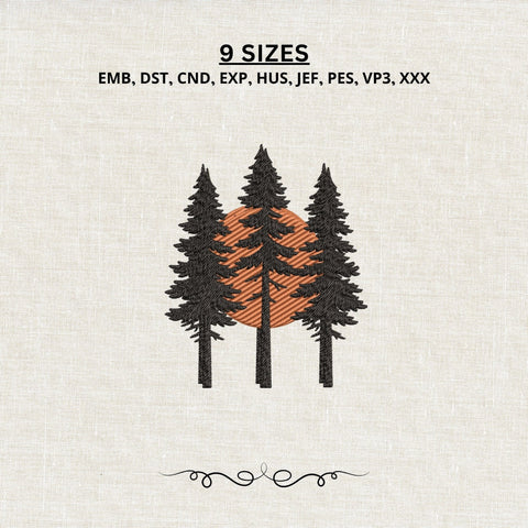 Pine Forest Sunset Machine Embroidery Design PES DST Stitch Pattern Files Embroidery/Applique DESIGNS PatternFeed8 