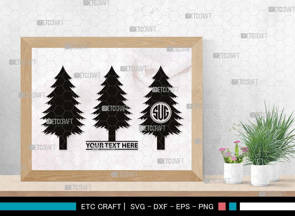 Monogramed Tree Pine Tree Monogram, Pine Tree Silhouette, Pine Tree SVG, Forest Svg, P ...