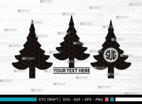 Pine Tree Monogram, Pine Tree Silhouette, Pine Tree SVG, Forest Svg, Pine Svg, Spruce Forest Svg, Nature Svg, SB00525 SVG ETC Craft 