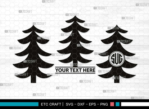 Pine Tree Monogram, Pine Tree Silhouette, Pine Tree SVG, Forest Svg, Pine Svg, Spruce Forest Svg, Nature Svg, SB00525 SVG ETC Craft 