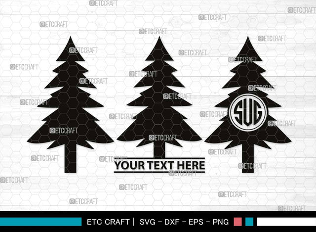 Pine Tree Monogram, Pine Tree Silhouette, Pine Tree SVG, Forest Svg, Pine Svg, Spruce Forest Svg, Nature Svg, SB00525 SVG ETC Craft 