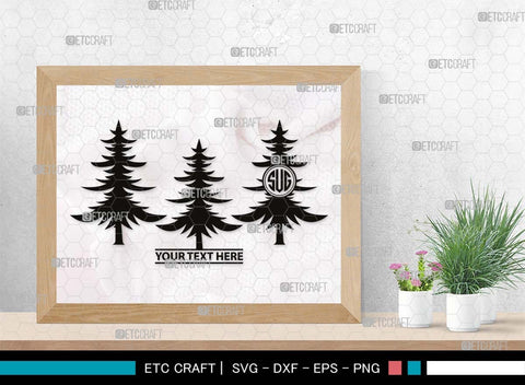 Pine Tree Monogram, Pine Tree Silhouette, Pine Tree SVG, Forest Svg, Pine Svg, Spruce Forest Svg, Nature Svg, SB00525 SVG ETC Craft 