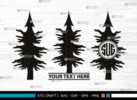 Pine Tree Monogram, Pine Tree Silhouette, Pine Tree SVG, Forest Svg, Pine Svg, Spruce Forest Svg, Nature Svg, SB00525 SVG ETC Craft 