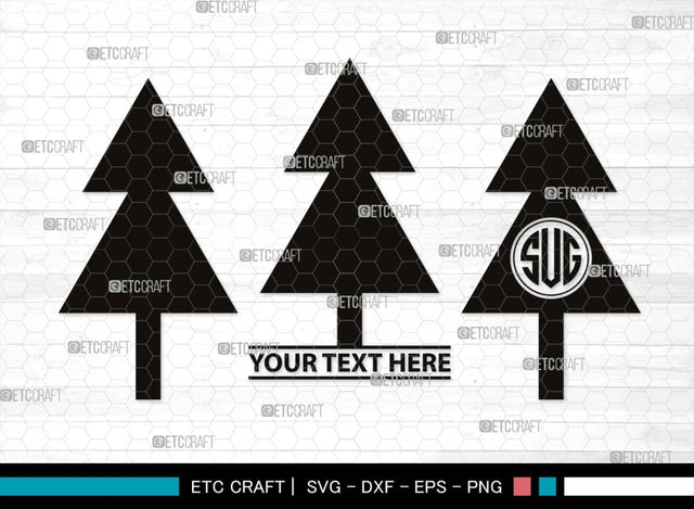 Pine Tree Monogram, Pine Tree Silhouette, Pine Tree SVG, Forest Svg, Pine Svg, Spruce Forest Svg, Nature Svg, SB00525 SVG ETC Craft 