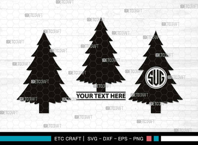 Pine Tree Monogram, Pine Tree Silhouette, Pine Tree SVG, Forest Svg, Pine Svg, Spruce Forest Svg, Nature Svg, SB00525 SVG ETC Craft 