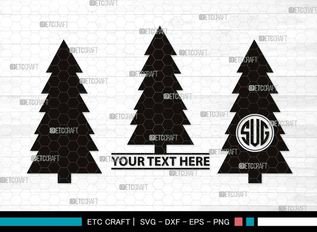 Pine Tree Monogram, Pine Tree Silhouette, Pine Tree SVG, Forest Svg, Pine Svg, Spruce Forest Svg, Nature Svg, SB00525 SVG ETC Craft 