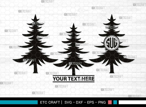 Pine Tree Monogram, Pine Tree Silhouette, Pine Tree SVG, Forest Svg, Pine Svg, Spruce Forest Svg, Nature Svg, SB00525 SVG ETC Craft 