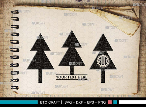 Pine Tree Monogram, Pine Tree Silhouette, Pine Tree SVG, Forest Svg, Pine Svg, Spruce Forest Svg, Nature Svg, SB00525 SVG ETC Craft 