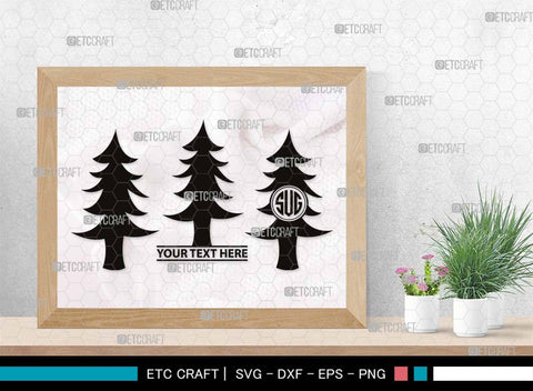 Pine Tree Monogram, Pine Tree Silhouette, Pine Tree SVG, Forest Svg, Pine Svg, Spruce Forest Svg, Nature Svg, SB00525 SVG ETC Craft 