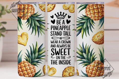 Pineapple Crown 20oz Tumbler Wrap Sublimation sassyprint 