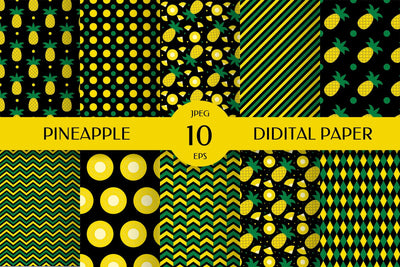 Pineapple Digital Paper Bundle. Tropical Seamless Pattern Digital Pattern LaBelezoka 
