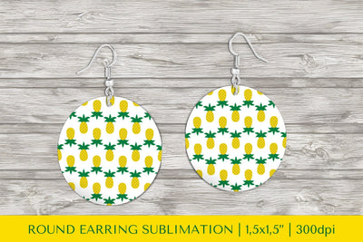 Pineapple earring sublimation. Summer round earrings PNG Sublimation LaBelezoka 