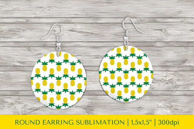 Pineapple earring sublimation. Summer round earrings PNG Sublimation LaBelezoka 