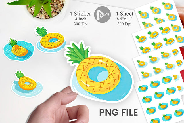 Pineapple Float Sticker Sublimation artnoy 
