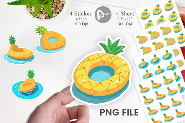 Pineapple Float Sticker Sublimation artnoy 