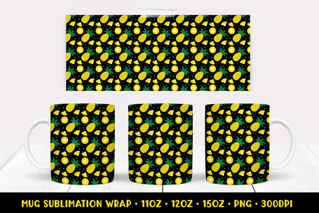 Pineapple Mug Sublimation Design. Summer Mug Wrap PNG 09 Sublimation LaBelezoka 