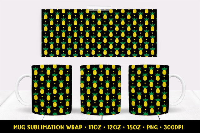 Pineapple Mug Sublimation Design. Summer Mug Wrap PNG Sublimation LaBelezoka 