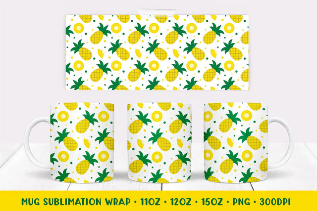 Pineapple Mug Sublimation Design. Summer Mug Wrap PNG Sublimation LaBelezoka 