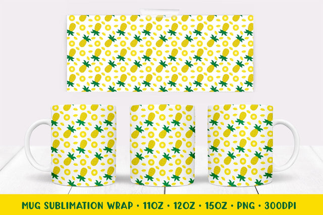 Pineapple Mug Sublimation Design. Summer Mug Wrap PNG Sublimation LaBelezoka 