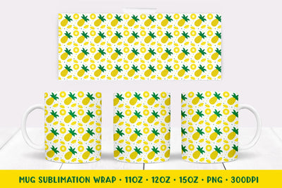 Pineapple Mug Sublimation Design. Summer Mug Wrap PNG Sublimation LaBelezoka 