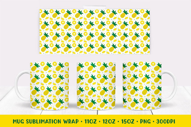 Pineapple Mug Sublimation Design. Summer Mug Wrap PNG Sublimation LaBelezoka 