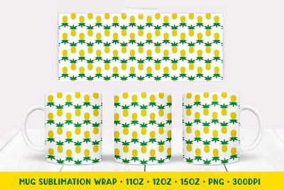 Pineapple Mug Sublimation Design. Summer Mug Wrap PNG Sublimation LaBelezoka 
