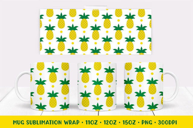 Pineapple Mug Sublimation Design. Summer Mug Wrap Sublimation LaBelezoka 