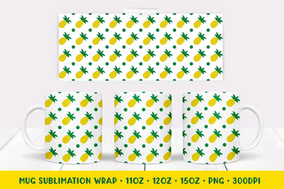 Pineapple Mug Sublimation Design. Summer Mug Wrap Sublimation LaBelezoka 