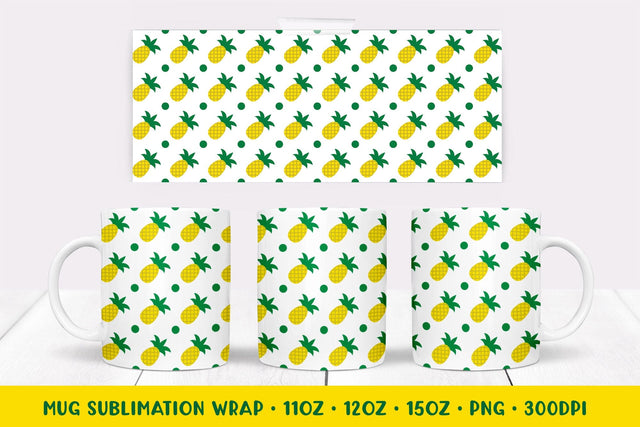 Pineapple Mug Sublimation Design. Summer Mug Wrap Sublimation LaBelezoka 