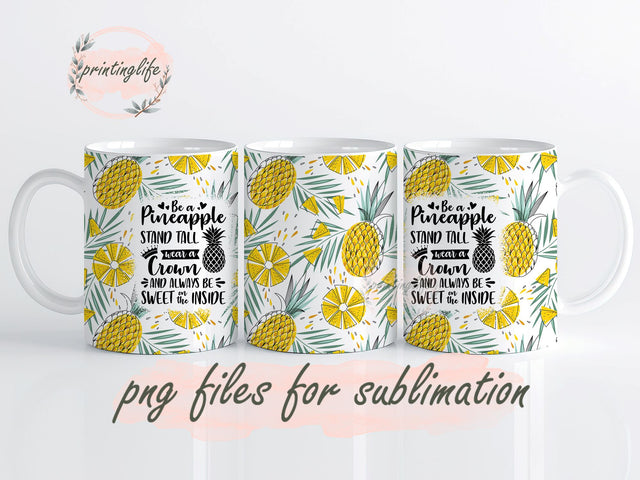 Pineapple Mug Wrap Design, Instant Digital Design Download Mug Wrap Design, Mug Design PNG Sublimation PrintingLife 